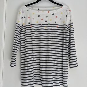 LIFT boat neck striped and dot shirt size L